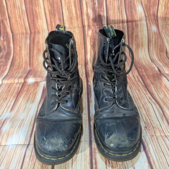 Dr. Martens Dark Green Blue The Original Leather Lace-Up Mid-Calf Boots Size 10 - Picture 1 of 11
